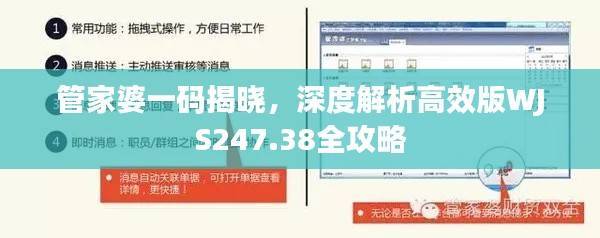 管家婆一码揭晓,深度解析高效版WJS247.38全攻略