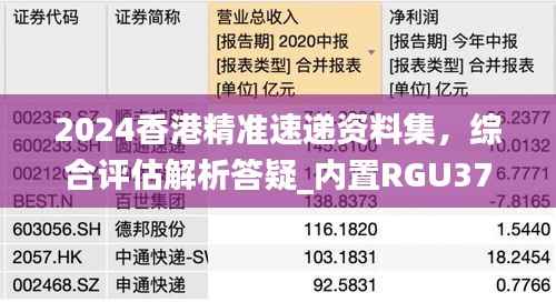 2024香港精准速递资料集,综合评估解析答疑_内置RGU376.66版本