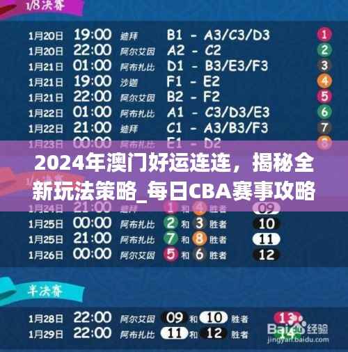 2024年澳门好运连连,揭秘全新玩法策略_每日CBA赛事攻略773.55