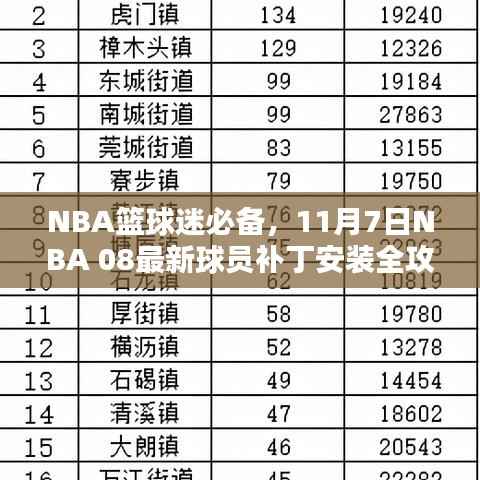NBA篮球迷必备,11月7日NBA 08最新球员补丁安装全攻略,初学者与进阶用户均可参考