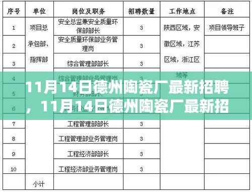 11月14日德州陶瓷厂最新招聘,就业选择中的机遇与挑战