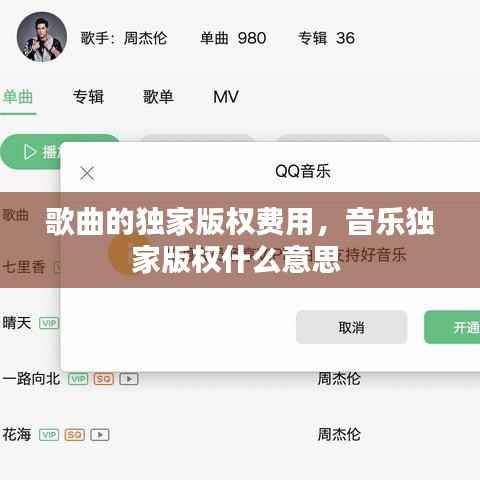 歌曲的独家版权费用,音乐独家版权什么意思