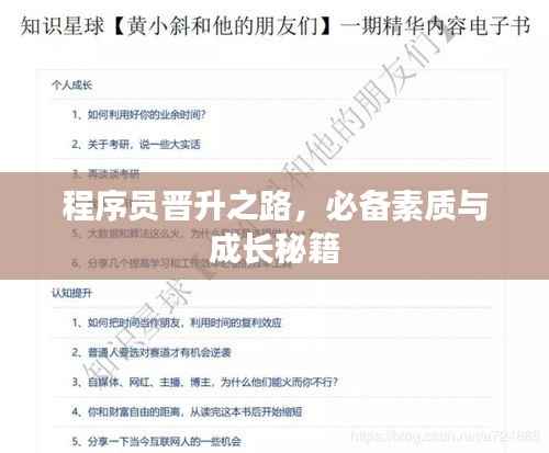 程序员晋升之路,必备素质与成长秘籍